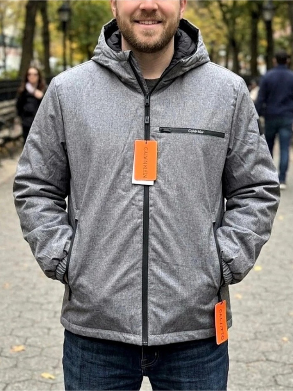Calvin Klein Men's Gray Hooded Puffer Jacket NWT